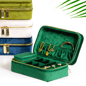 Boite à Bijoux - Velours Émeraude-boite à bijoux- 129-Boite-a-Bijoux-Chic-Velour-Emeraude_00029-ORNA | Rangement pour Bijoux