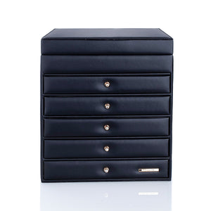 Boite à Bijoux - Somptueuse Noir-boite à bijoux- grande-boite-a-bijoux-en-cuir-pu-organi_description-14-ORNA | Rangement pour Bijoux