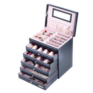 Boite à Bijoux - Somptueuse Noir-boite à bijoux- grande-boite-a-bijoux-en-cuir-pu-organi_description-17-ORNA | Rangement pour Bijoux