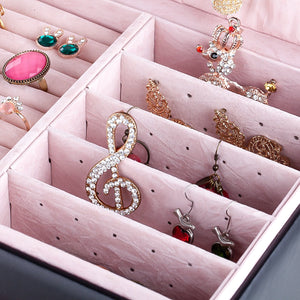 Boite à Bijoux - Somptueuse Noir-boite à bijoux- grande-boite-a-bijoux-en-cuir-pu-organi_description-25-ORNA | Rangement pour Bijoux