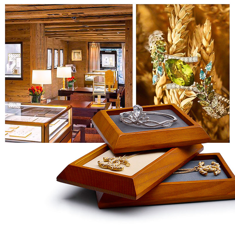 présentoir bijoux plateau bois carré