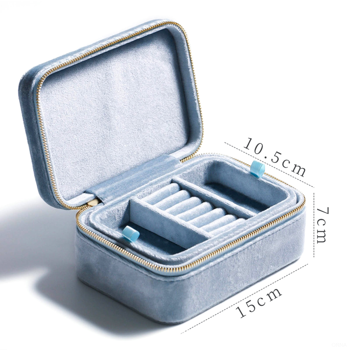 Boite à Bijoux - Velours Ciel-boite à bijoux- 133-Boite-a-Bijoux-Chic-Velour-Ciel_00039-ORNA | Rangement pour Bijoux