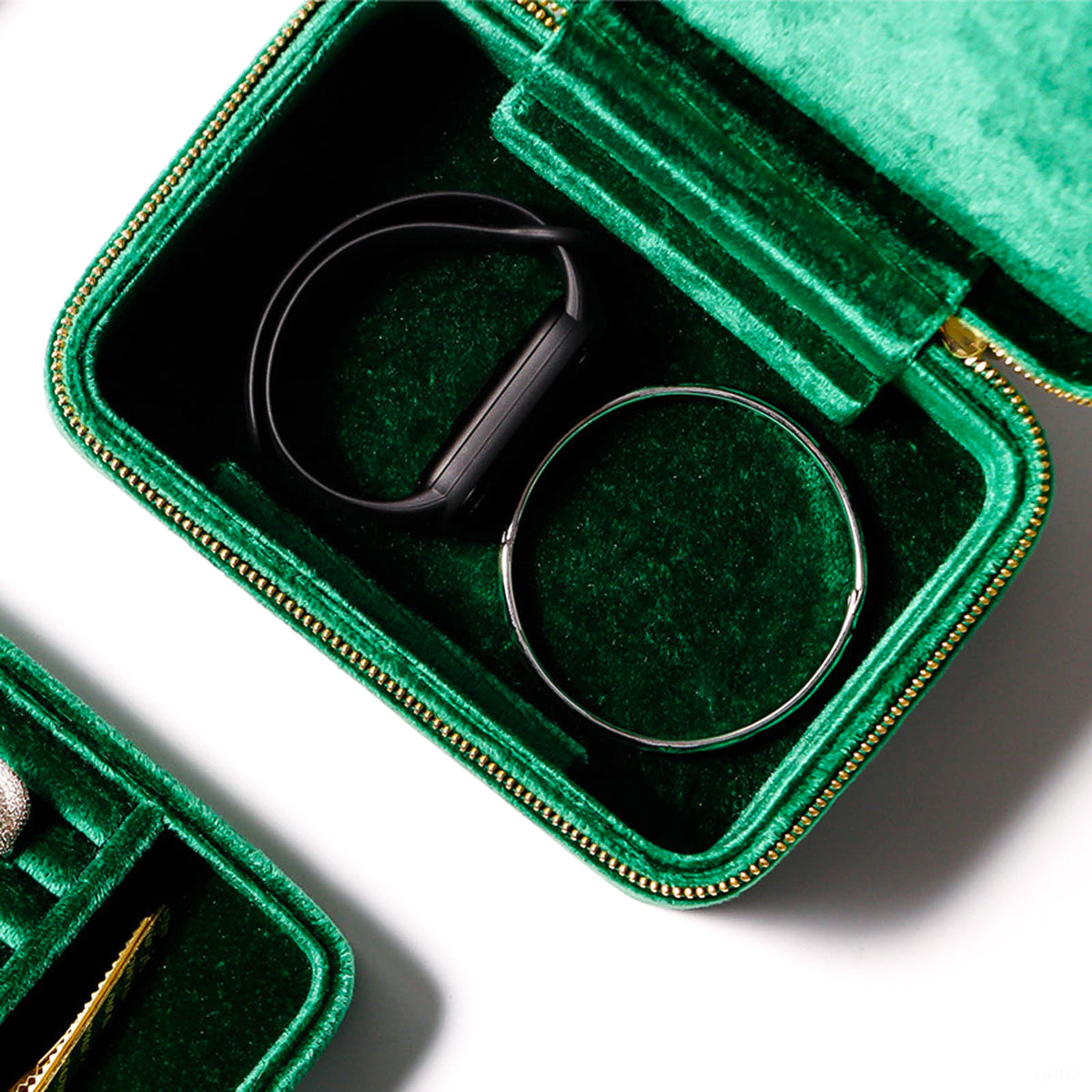 Boite à Bijoux - Velours Jade-boite à bijoux- 134-Boite-a-Bijoux-Chic-Velour-Jade_00045-ORNA | Rangement pour Bijoux