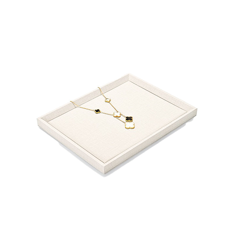 Présentoir Bijoux - Plateau Blanc Spacieux-présentoir bijoux- 22-Presentoir-Bijoux-Grand-Plateau-Cuir-Blanc_00069_ORNA-ORNA | Rangement pour Bijoux