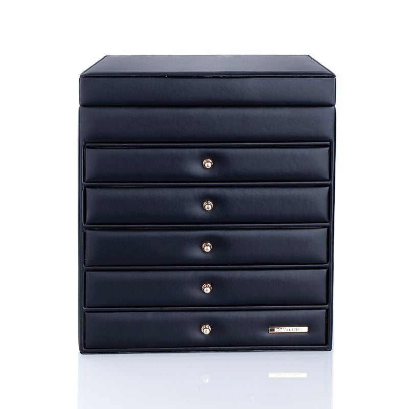 Boite à Bijoux - Somptueuse Noir-boite à bijoux- grande-boite-a-bijoux-en-cuir-pu-organi_description-14-ORNA | Rangement pour Bijoux